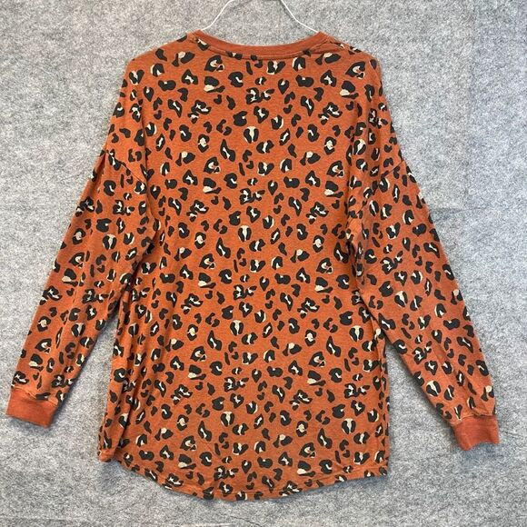 MARLEYLILLY Top Women's S/M Orange Black Leopard Print Crew Neck Long Sleeve - Picture 11 of 13